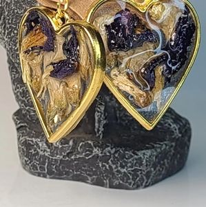 Butterfly Pea Heart Earrings in Gold